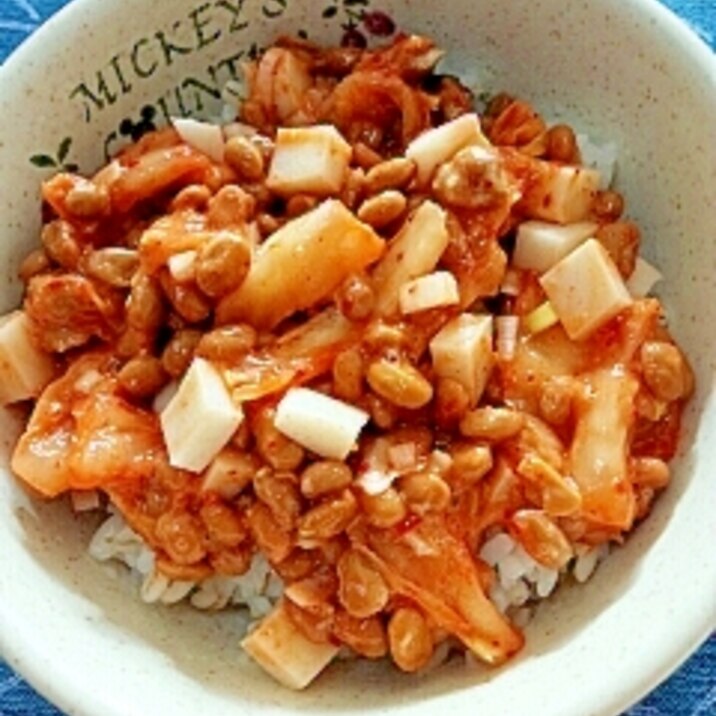納豆の食べ方-キムチ＆かまぼこ♪